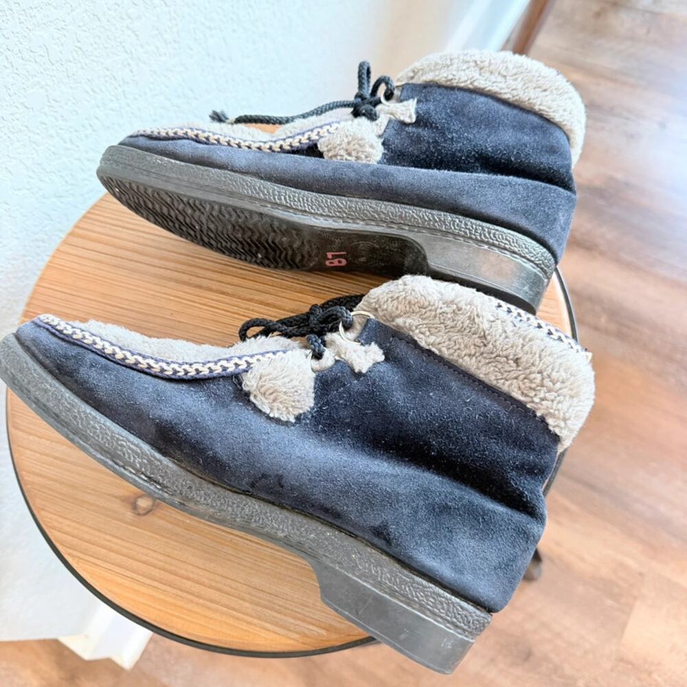 Yodelers Shearling Boots 7B Blue Suede Lace Up Made in USA Vintage Cozy - Picture 12 of 16